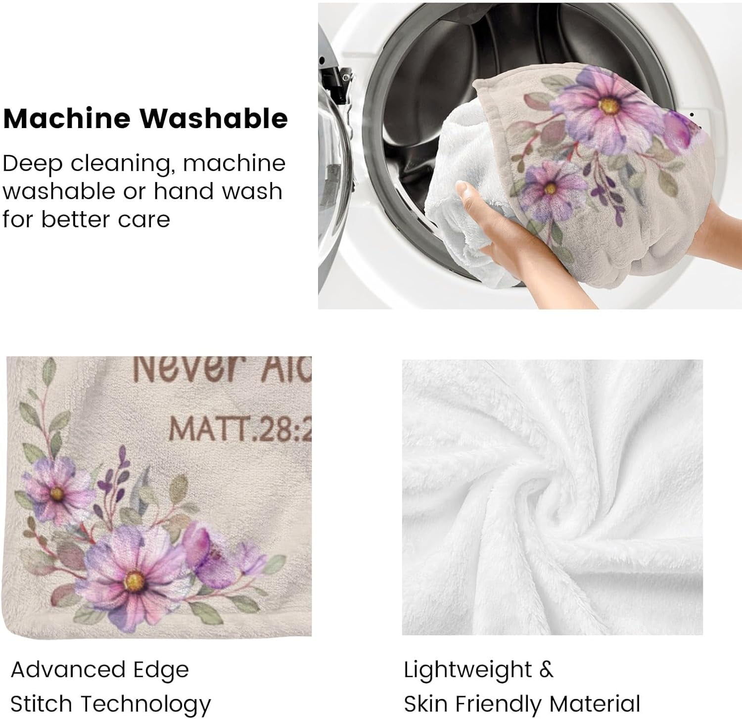 Gifts for Christians, Christian Gifts for Women, Gifts for Catholic Women, Christian Blanket with Flowers, Inspirational Religious Spiritual Gifts Blanket