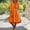 🔥 Orange, variant on Summer Dress V Neck Short Sleeve Linen Dress Solid Color Loose Fit Plus Size Womens Sundress Comfy Beach Supplies for Summer and Vacation Orange XXL