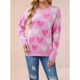 thumbnail image 2 of Women Long Sleeve Sweater Autumn Crew Neck Dressy Casual Soft Knit Pullover Tops Trendy Rose Red L, 2 of 5