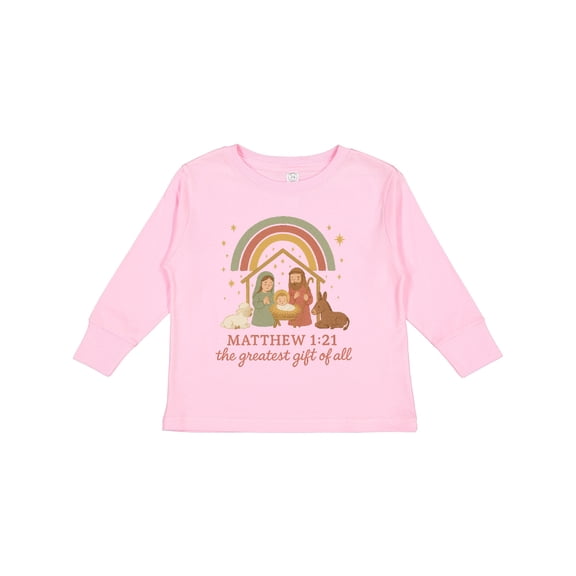 Inktastic Matthew 1:21 Nativity Scene the Greatest of All Boys or Girls Long Sleeve Toddler T-Shirt