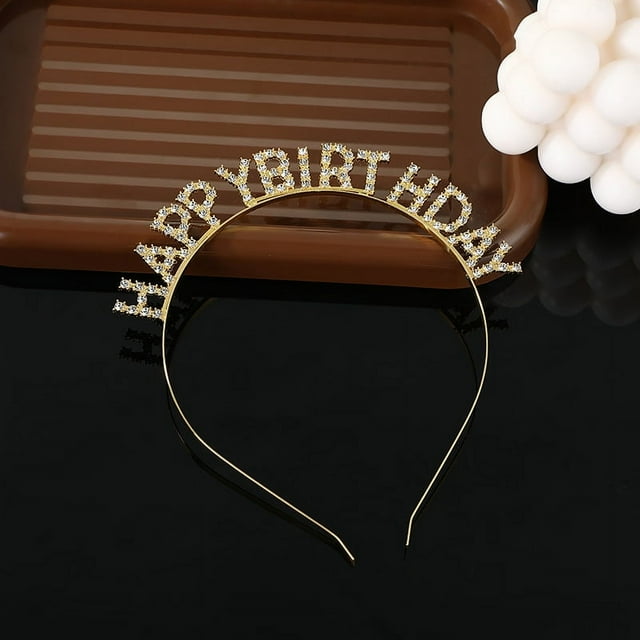 Granjero Gordo Diadema de princesa para cumpleaños de niñas, tiara de metal dorado con diamantes de imitación, tocados, aro para el cabello (dorado)