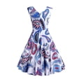 thumbnail image 3 of Leutsin Robe d'Été Sans Manches à Col en V à Imprimé Vintage Évasée pour Femme Grande Taille, 3 of 6