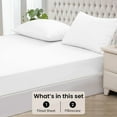 thumbnail image 3 of 700 Thread Count 100% Egyptian Cotton 3-Piece Fitted Sheet ( 1 Fitted Sheet + 2 Pillow Covers) 15 Inches Deep Pocket Size California-King Color White Solid, 3 of 6