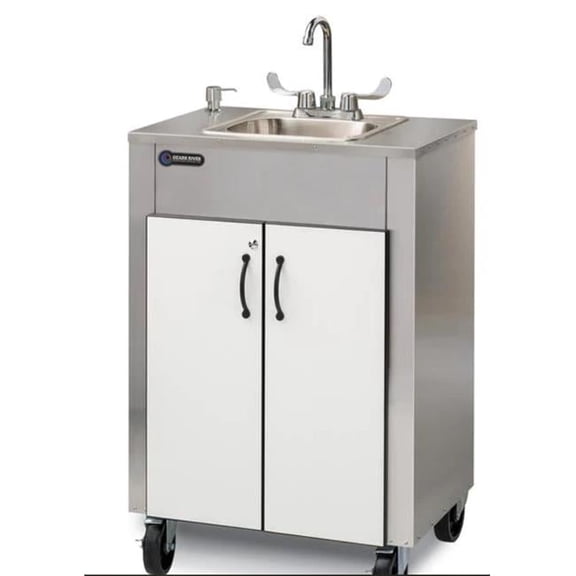 Ozark River Manufacturing ESLSWK-SS-SS1N Elite LS1 Portable Hot Water Sink with Stainless Steel Top & Basin, White & Black