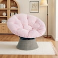 thumbnail image 4 of Dovov 360 Swivel Papasan Chair with Fabric Cushion, Comfy Papasan Accent Chair Oversized Metal Frame Round Lounge Chair, Pink, 4 of 12
