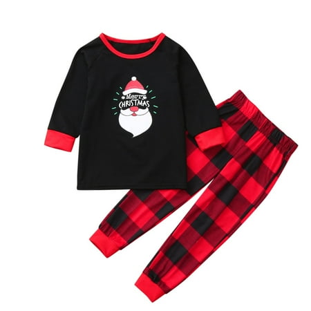 

Randolph Kids Merry Christmas Letter Santa Claus Pajamas PJ s Family Matching Xmas Sleepwear Plaid Pants Set For Children