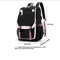 thumbnail image 4 of （rosa） Mochila ligera con puerto de carga USB Mochila gráfica para computadora portátil Mochila de viaje informal, 4 of 5