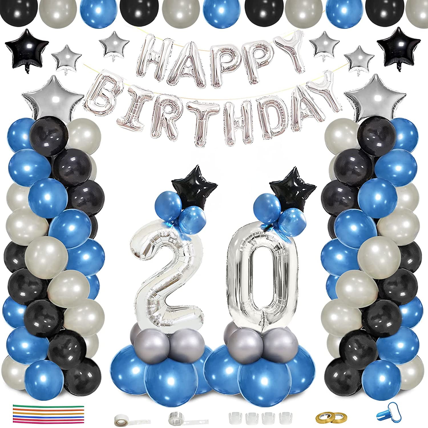 Party Photo Props Blue 57 Photo Birthday Cake Topper Glitter Women Men Happy 57th Birthday Decoration With Photo Frame 
