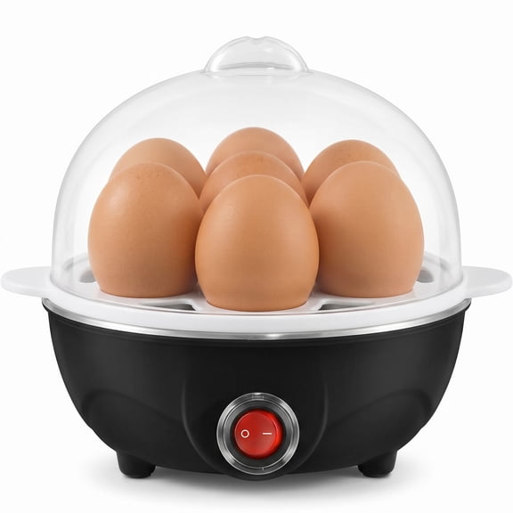 Rapid Egg Cooker, Egg Boiler for Hard Boiled Eggs Poacher Easy-To-Peel, Hard, Medium, Soft Boiled Eggs Automatic Shut Off Kitchens Appliances- Holds 7 Eggs