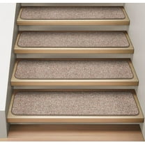 Set of 15 Attachable Indoor Carpet Stair Treads - Pebble Beige - 8 In. X 23.5 In. - Several Other Sizes to Choose From
