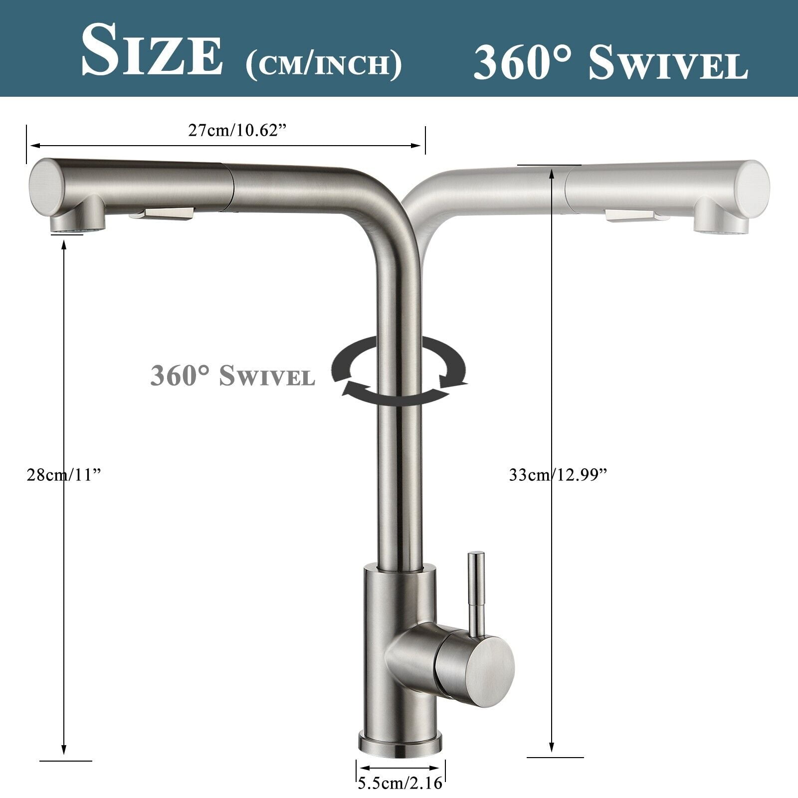 Brushed Nickel Kitchen Faucet Pull Down Sink Mixer Taps Single Handle with Cover