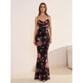 thumbnail image 2 of Vestido largo URYIAO para verano, con estampado floral, ajustado a la boda, para invitados a la boda, negro, 2 of 6