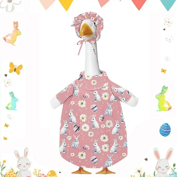 Easter Decorations,Goose Outfit,Easter Lawn Porch Goose Clothes with Bunny Goose Outfit for 23"Easter Decorations Outdoors,Patio Yard Lawn Art Decoration