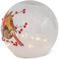 thumbnail image 4 of Mark Feldstein & Associates Woodland Cardinal Pair Rosy Red 6 x 6 Crackle Glass LED Lighted Holiday Globe, 4 of 6