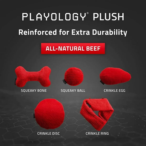 Playology Plush Crinkle Disk Beef Scented Dog Toy Playology Plush Crinkle Disk Beef Scented Dog Toy