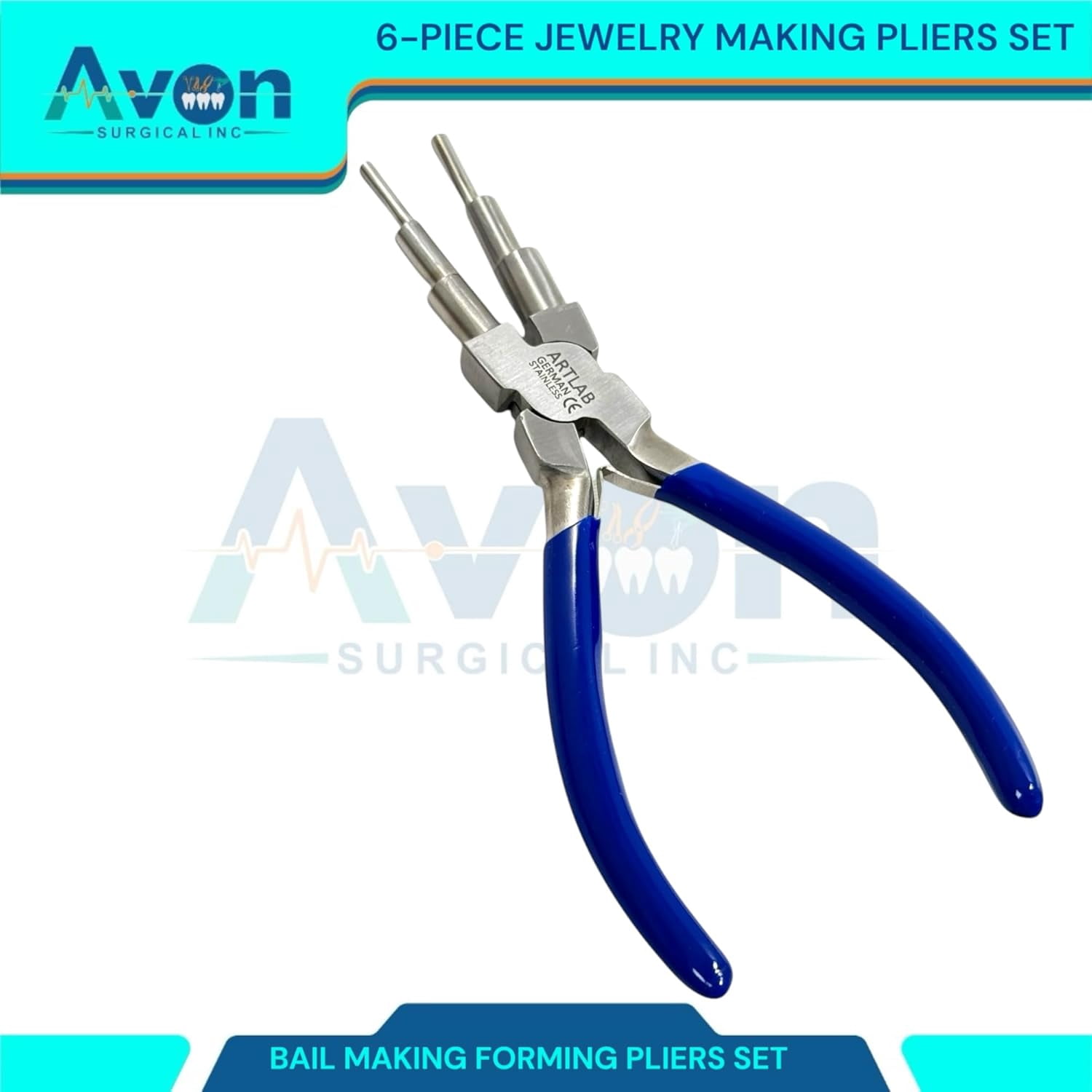 Crafts & Jewelry Making Pliers, Non-Slip - for Making Bail, Rings, Loops, and More - Stainless Steel - with Storage Pouch (Set of 6pcs)