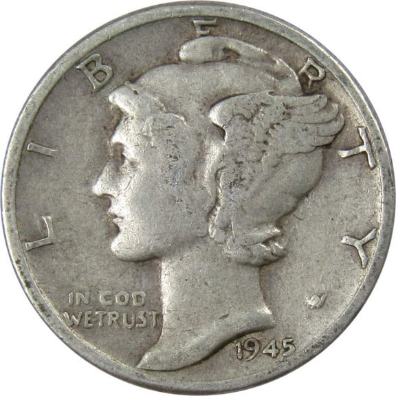 1945 Mercury Dime VG Very Good 90% Silver 10c US Coin Collectible