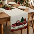thumbnail image 2 of Burlap Table Runner 36 Inches Long,Christmas Trees Red Truck on Retro Linen Non-Slip Kitchen Table Runners for Dining Room Everyday Use Party Table Decorations Red Black Plaid, 2 of 9