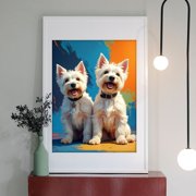 Diamond Art Kit for Adults, Two Joyful Westie Pups Artistry Diamond Painting for Adults Beginners, 5D DIY Diamond Art Painting Kits, Colorful Diamond Painting Craft for Home Decor 12x16