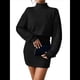 thumbnail image 1 of Vestido Tipo Jersey de Larga con Cuello Alto, Rayas, Ajustado, para Mujer, Otoño e Invierno, Falda Corta Negro S, 1 of 10