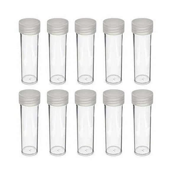 Edgar Marcus 10-Pack Round Clear PENNY/CENT Coin Tubes with Screw-on Lid