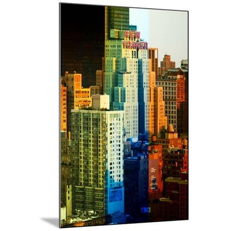 Fine Art, White Frame, Full Size Photography, the New Yorker Hotel, Midtown Manhattan, NYC, US Wood Mounted Print Wall Art By Philippe