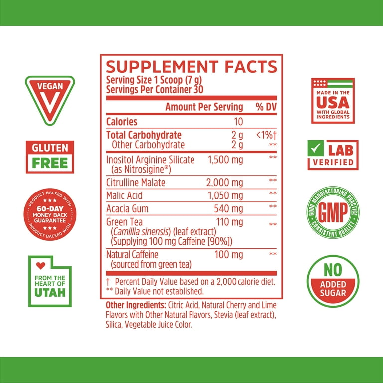 Zhou Nutrition Lite Up XTRA Pre-Workout | Strength & Endurance Boost - 30  Servings, Cherry Limeade - Walmart.com
