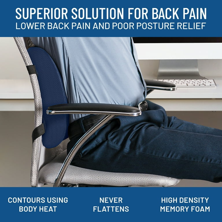Everlasting Comfort Lumbar Support Pillow - Memory Foam Back Support for  Posture, Back Pain with Adjustable Straps, Breathable Mesh Cover - Lumbar  Pad