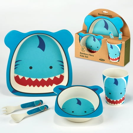 Shark Eco Friendly Bamboo Fiber 5pc Kids Dinnerware Set