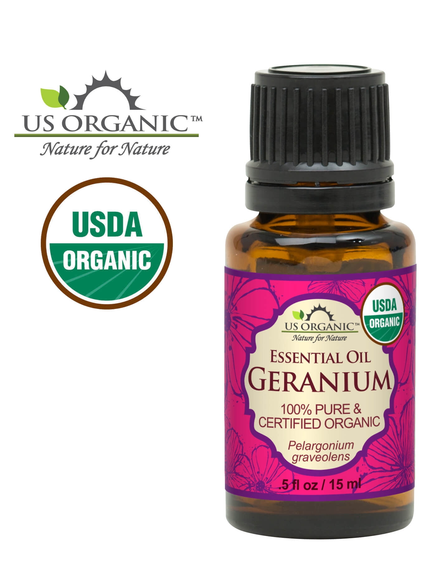 US Organic Geranium Essential Oil, 100% Pure Certified USDA Organic