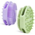 thumbnail image 1 of wonima11 2-Pack Soft Silicone Dual-Sided Body Scrubber & Loofah | Gentle Exfoliating Shower Brush for Men & Women | Creates Rich Lather, Easy to Clean (Green & Purple), 1 of 1