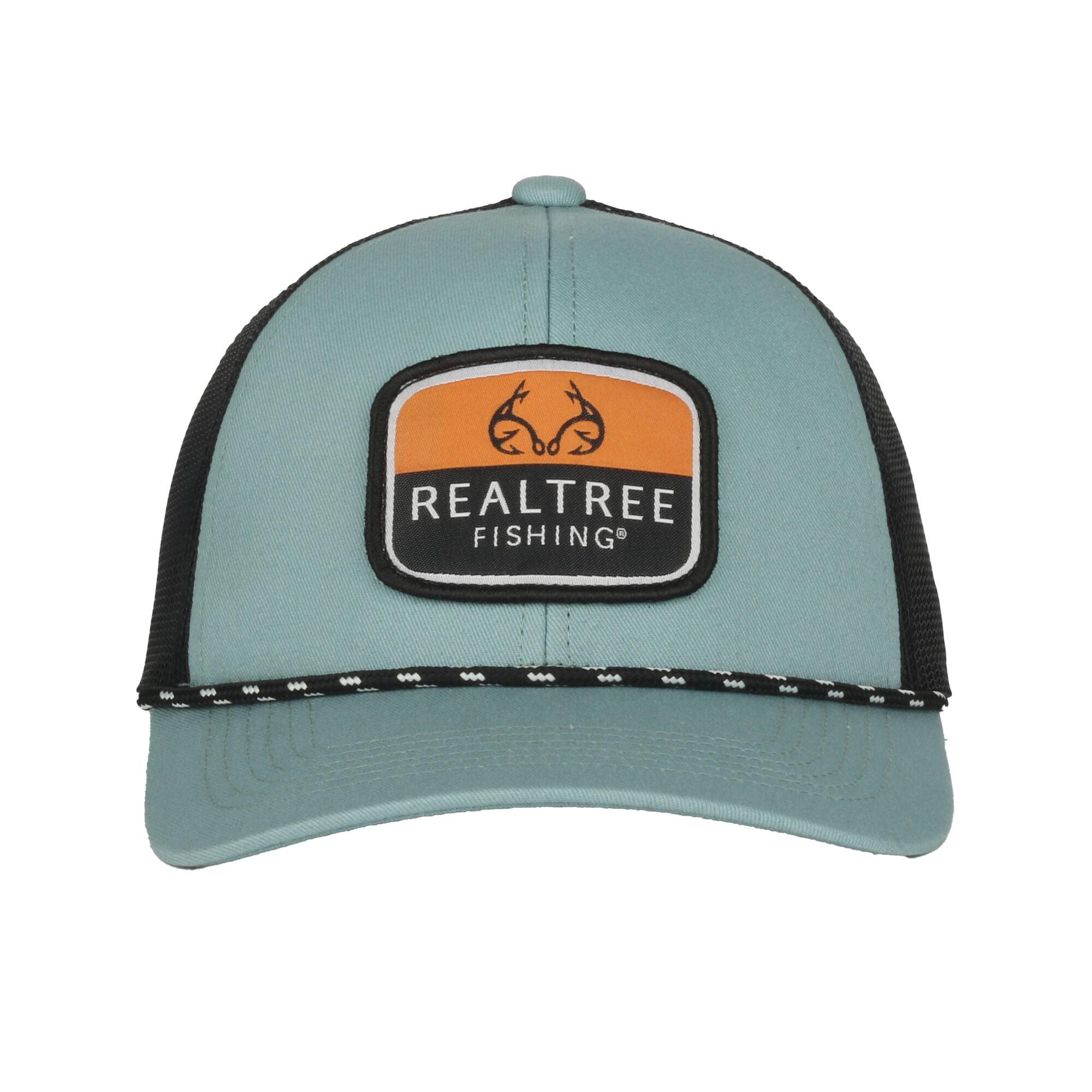 Realtree Fishing® Cap Structured Trucker Hat for Men Mesh Back Rope Accent One Size Adult Sage/Black