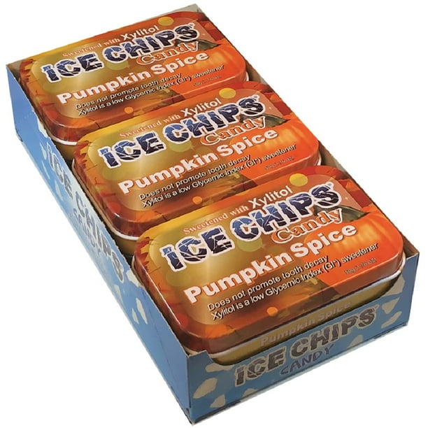 ICE CHIPS Xylitol Candy, Pumpkin Spice (6 Tins)