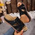 thumbnail image 5 of Orthopedic Sandals for Women Splice Leather Open Toe Slip on Slides Adjustable Low Wedge Walking Shoes Black Size 6, 5 of 8