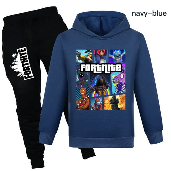 Boys And Girls Fortnite Pullover Hoodie Jogging Pants 2-piece Set, Sportswear Suit, Suitable For 5-13 Years Old Teenagers