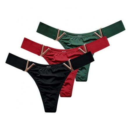 

Valcatch 3 Pack Seamless Thongs for Women Sexy Low Waist Breathable Underwear Stretch T-Back Tangas G-String Panties for Ladies