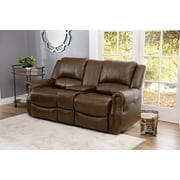 Devon and Claire Kanan Mesa Camel Reclining Console Leather Loveseat