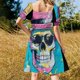 thumbnail image 5 of Vestido de manga corta "Graffiti Mural Callejero Trampantojo" Vestido de fiesta de lujo para mujer Vestidos de verano para mujer, 5 of 7