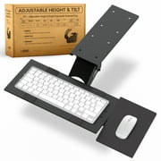 Ergonomic Under Desk Keyboard Tray – Adjustable Height & Tilt Keyboard Drawer with 360° Swivel, Slide-Out Track, and Adjustable Mouse Pad