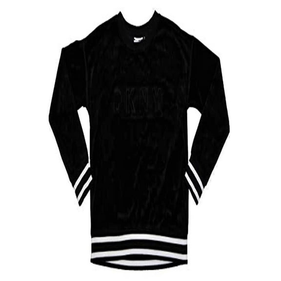 DKNY Womens Sport Boxy Fit Velour Long Sleeve Raised Logo Pullover Sweatshirt