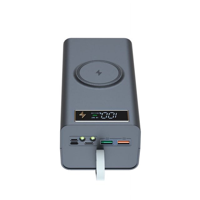 15W Wireless Fast Charge 21x18650 Powerbank Case PD QC for Phones Charging Push-Pull DIY Mobile Power Bank Shell Black