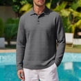 thumbnail image 2 of ZVAVZ Mens Knit Polos Shirts Long Sleeve Textured Collared T-Shirt Solid Loose Fit Vacation Tops Fashion Breathable Beach Tee Shirt Gray M, 2 of 6