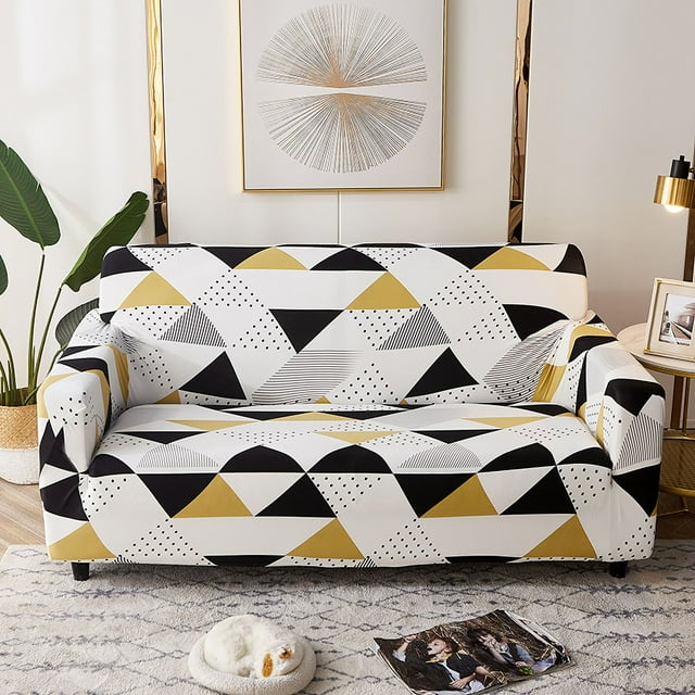 TFixol Elastic Sofa Slipcover with Free Pillowcase, Durable Polyester Fabric, Fits 90-140cm Single Seats, Multicolor Design, Easy Installation Included