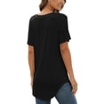thumbnail image 6 of Capreze Ladies Tops Short Sleeve Tee Solid Color T Shirt Fashion T-shirt V Neck Pullover Black L, 6 of 6