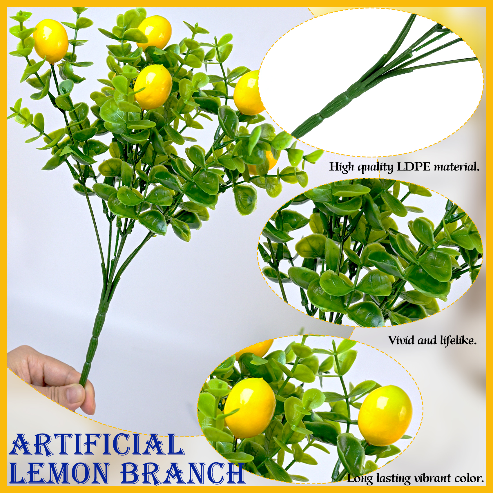 3 Sets Blue Tiles Lemon Table Centerpiece Decor - Amalfi Coast Party Decorations with Artificial Lemons for Mediterranean Wedding, Baby Shower, Capri Positano Theme