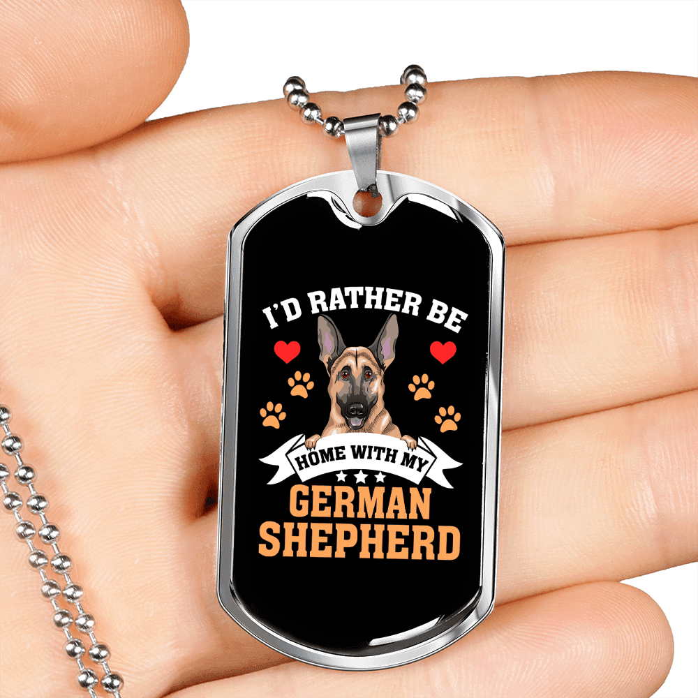 Home With German Shepherd Necklace Stainless Steel or 18k Gold Dog Tag 24 Chain Walmart
