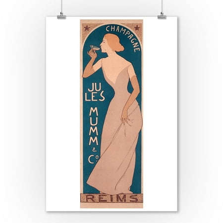 Champagne Jules Mumm - Reims Vintage Poster (artist: Realier Dumas) France c. 1895 (9x12 Art Print, Wall Decor Travel