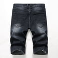 thumbnail image 4 of cllios Clearance Under $5 Mens Denim Shorts Big and Tall, Zipper Elastic Slim Casual Denim Shorts Play Wrap Ripped Men's Mid-length Pants, 4 of 4