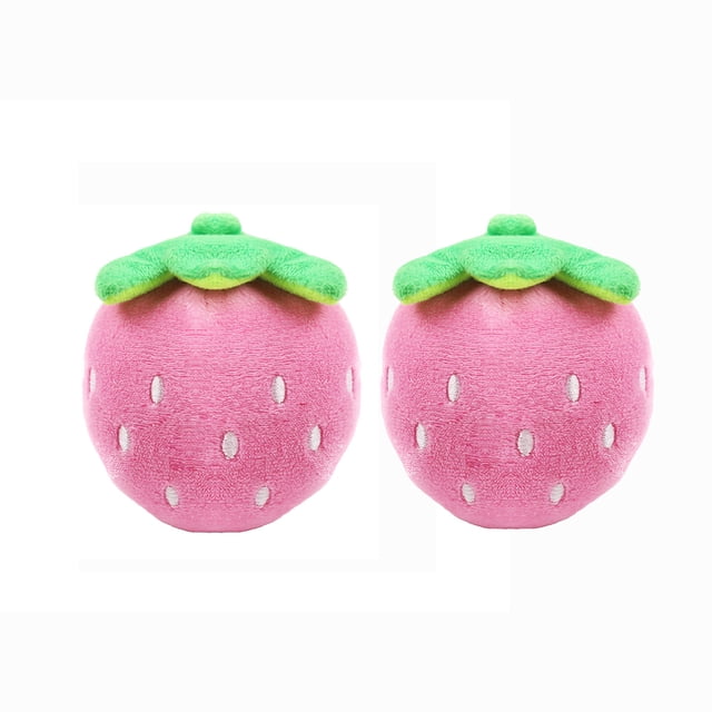 Pink Soft Fabric Strawberry Pet Toy With Textured Surface For Chewing