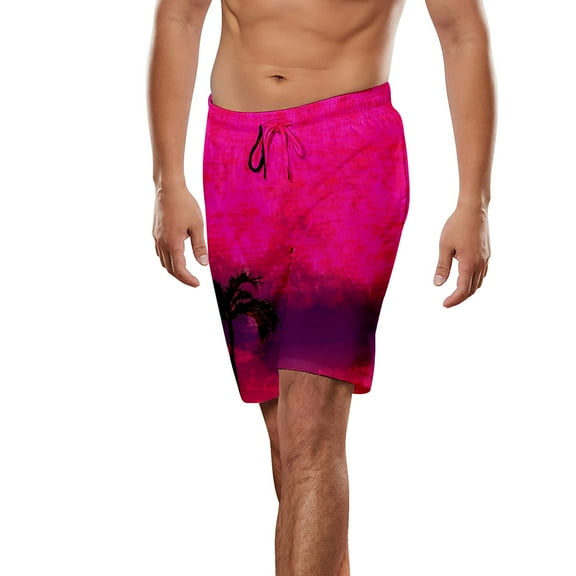Ramiter Swim Shorts Men Men's Board Shorts Swimwear Swim Trunks Surf Shorts Bathing Suit with Pocket Hot Pink,XL